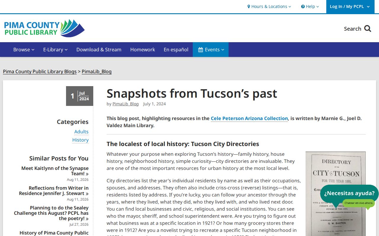 Sahuarita city directory history in the Tucson directory collection