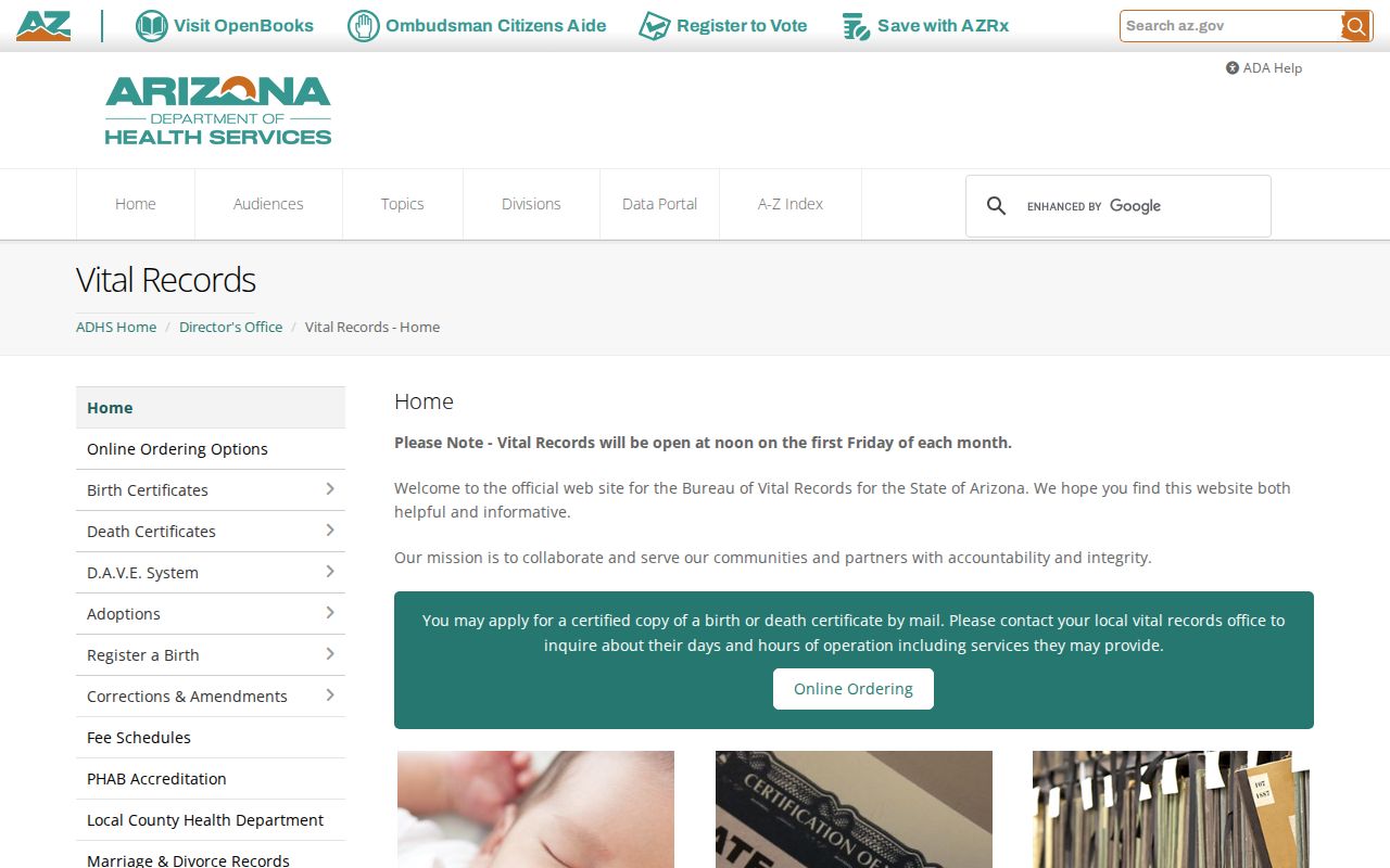 Sahuarita residents directory Arizona vital records access